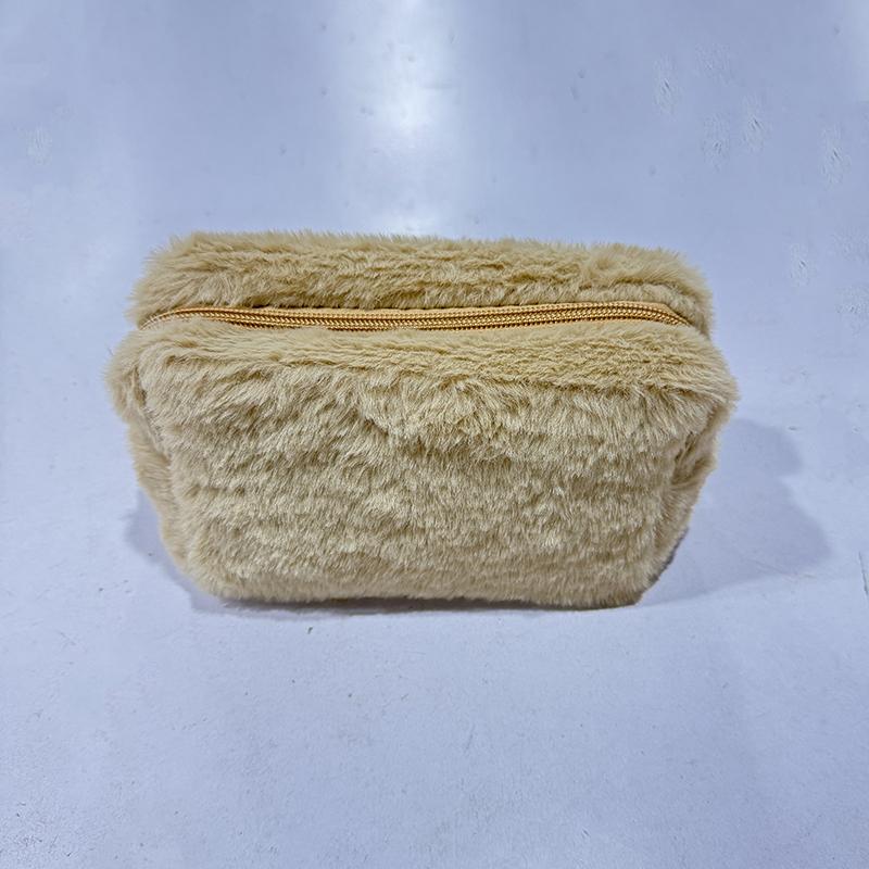 Plush Makeup Bag Large Capacity Toiletry Bag Portable Travel Solid Color Zipper Washing Pouch Storage Bags