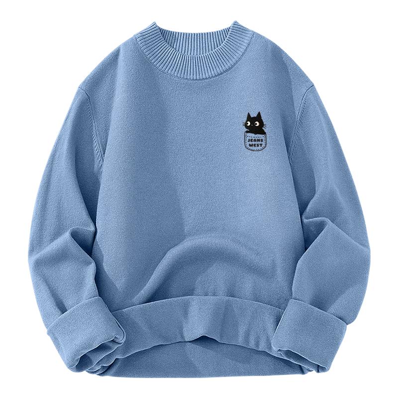 

Jeanswest Men s Cartoon Cat Crew Neck Knit Sweater XL