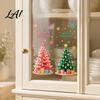 Non Adhesive Window Film 2Pcs Pink Christmas Tree Static Clings Removable Xmas Stickers Glass Door Decorations with Snowflake Star for Home Shop Cafe