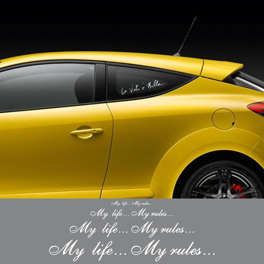 Adesivi per auto di varie dimensioni La Vita E Bella Lettere Decalcomanie Decalcomanie in vinile Moda Creativa Auto Corpo intero Adesivi per lo stile della testa