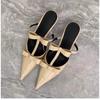 Fashion 2026 Summer Female New Designer Sandals Pointy French Sexy High Heels Fashion Female Bow Mueller Shoes Slipper