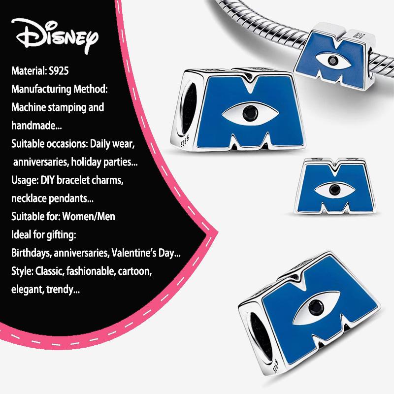 New Disney 925 Silver Winnie & Stitch Charms for Bracelet Necklace DIY Jewelry Gifts Holiday Party