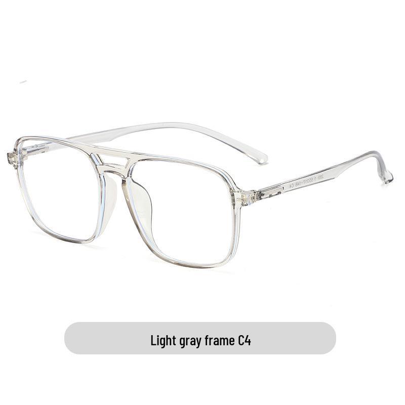Unisex TR90 Anti-Blue Light Glasses Frame - Street Style, Double Bridge, Flat Lenses
