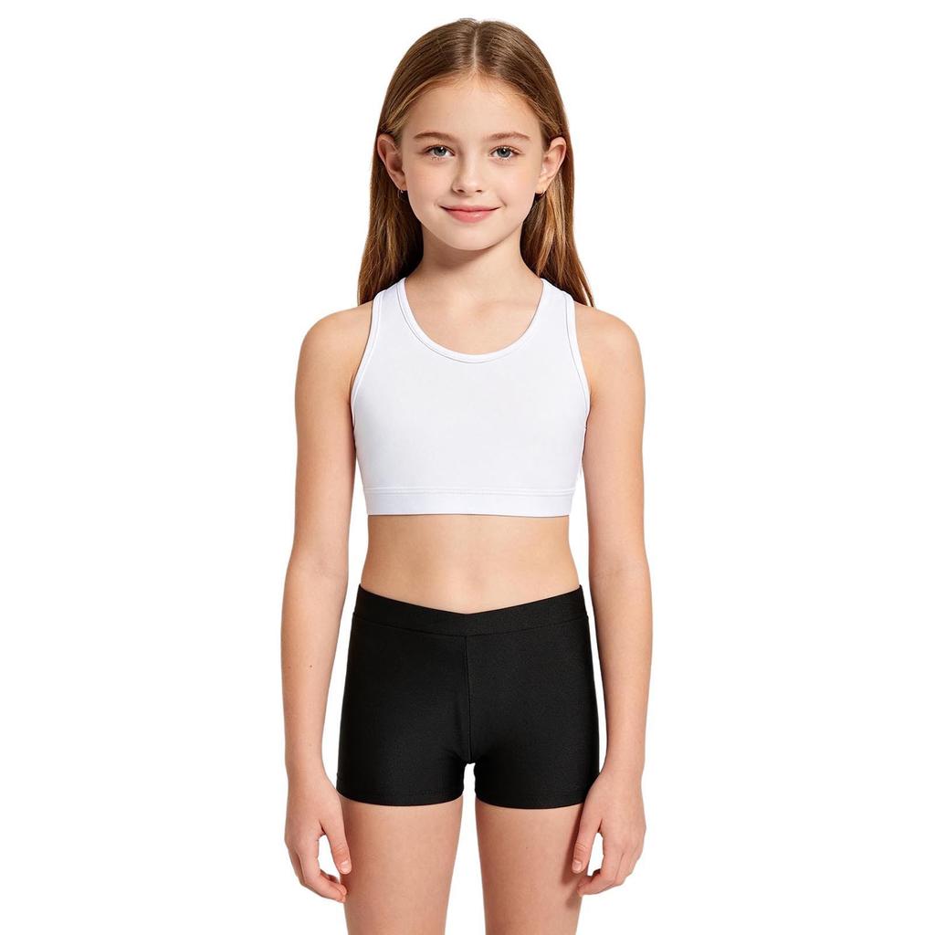 Ärmellose Weste mit Kreuzrücken-Cutout und High-Waist-Shorts mit V-Ausschnitt für Mädchen Yoga Laufen Fitnessstudio Activewear Performance