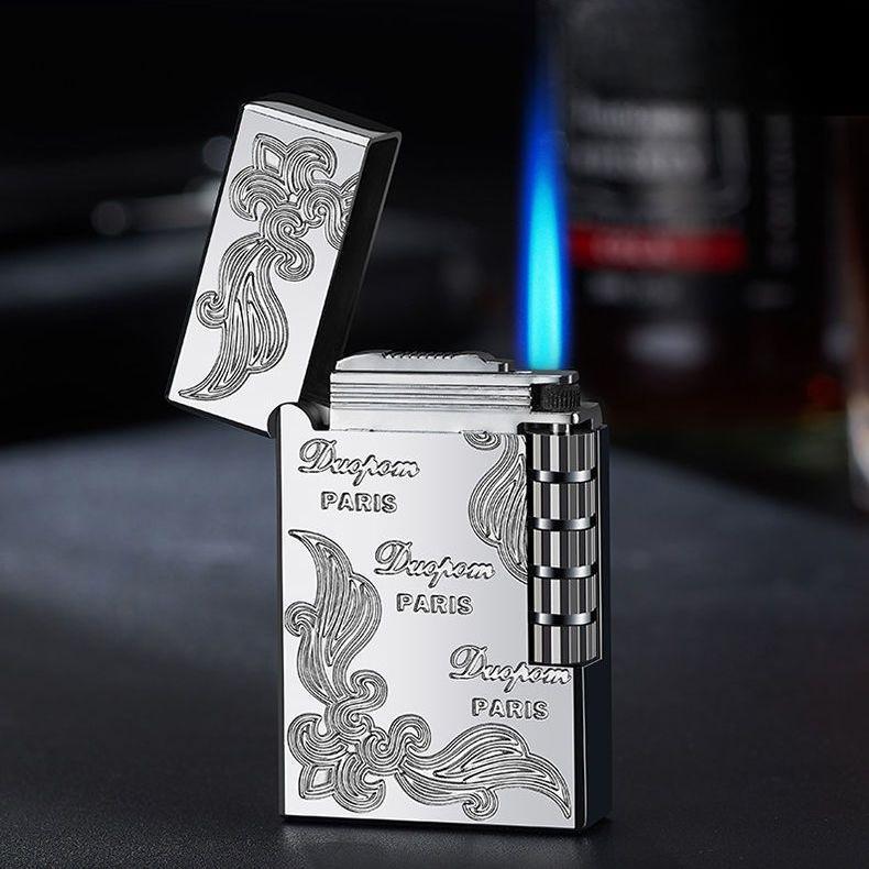 New Classic High End Langsheng Inflatable Windproof Direct Charge Lighter Blue Flame Business Gift Cigarette Accessories
