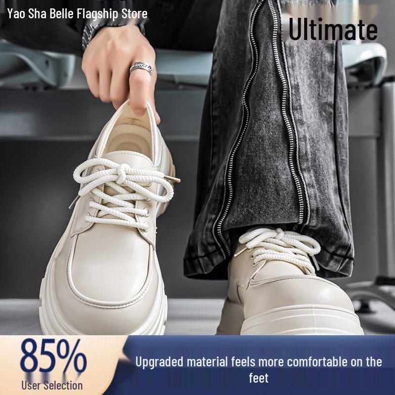 

Мужские кожаные лоферы с большой головкой – Осень 2025 Повседневные туфли дерби на высокой подошве 43