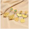 Stainless Steel Fish Drop Earrings for Women Gold Color Shell Turquoise Pearl Vintage Ocean Beach Jewelry Waterproof