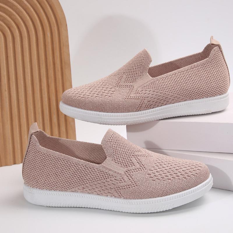 Fashion Flat Cloth Shoes Spring New Round Head Mesh Cloth Breathable Set Feet Soft Sole Anti-slip Wear-resistant Single Shoes