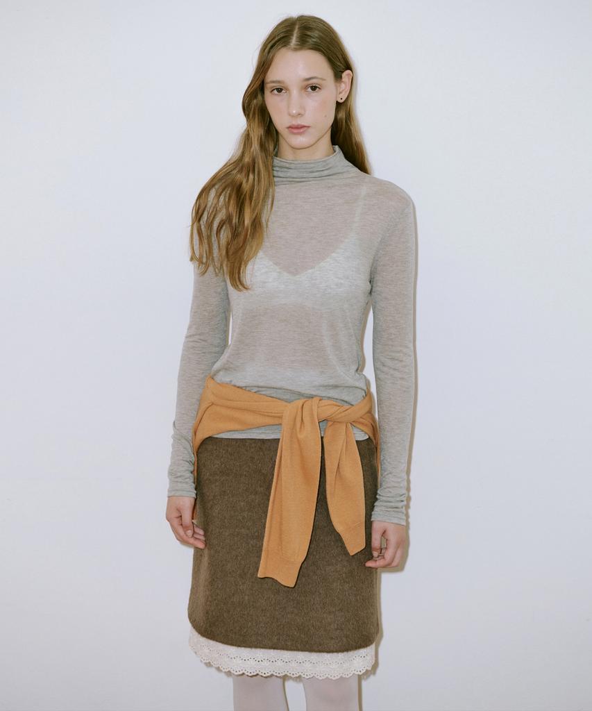 Sinun Lace Midi Skirt (Brown)