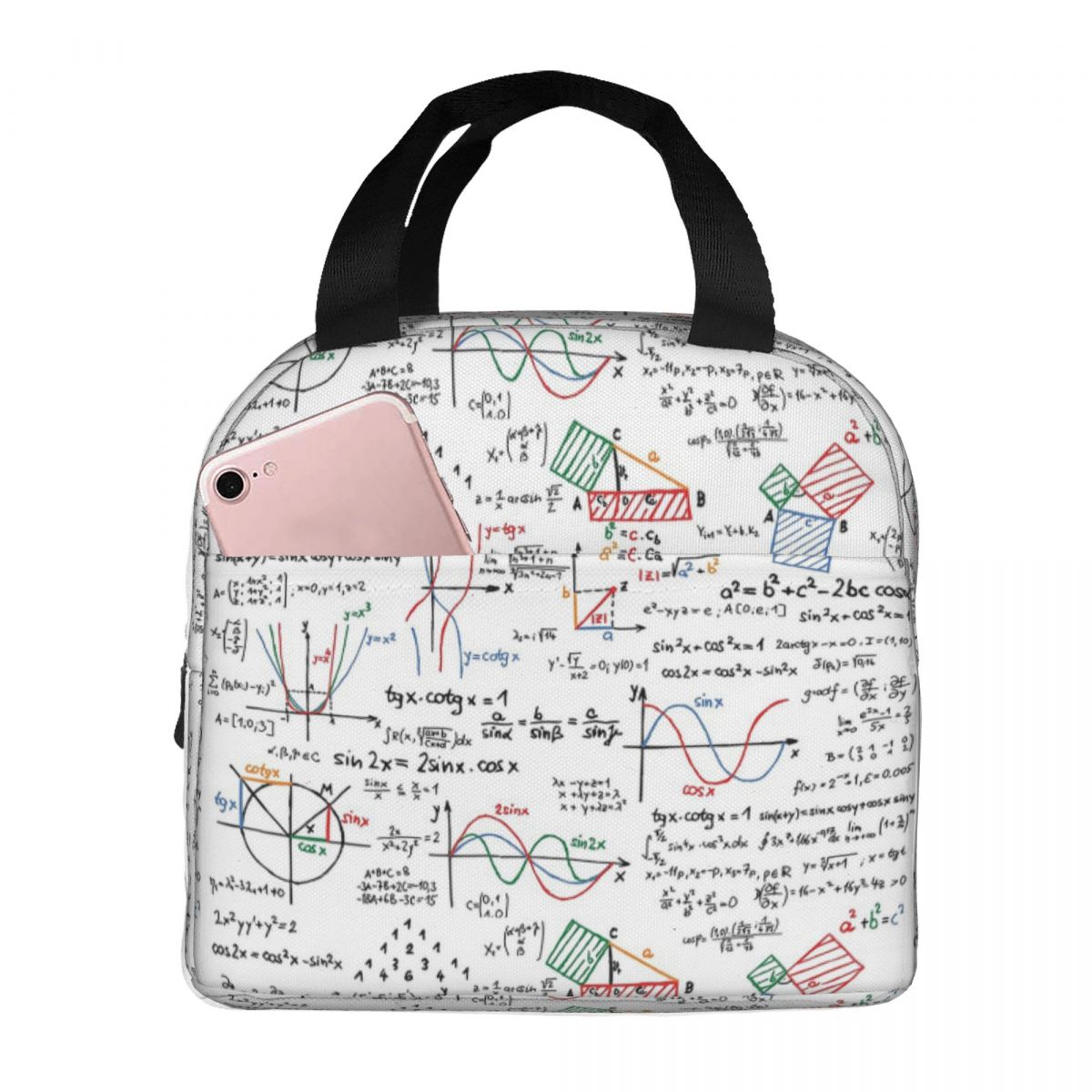 Mathematics Formulas Numbers Insulated Lunch Bag for Women Kids Portable Food Boxes Thermal Lunch Box Tote One Size