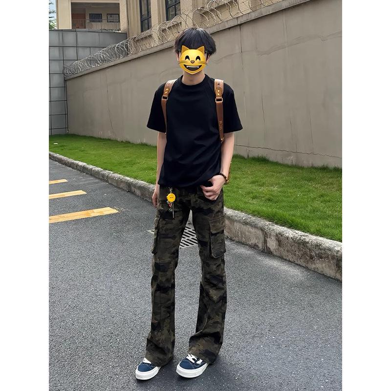 

Men s Summer Retro Camouflage Micro-Flare Denim Pants 2XL камуфляжний