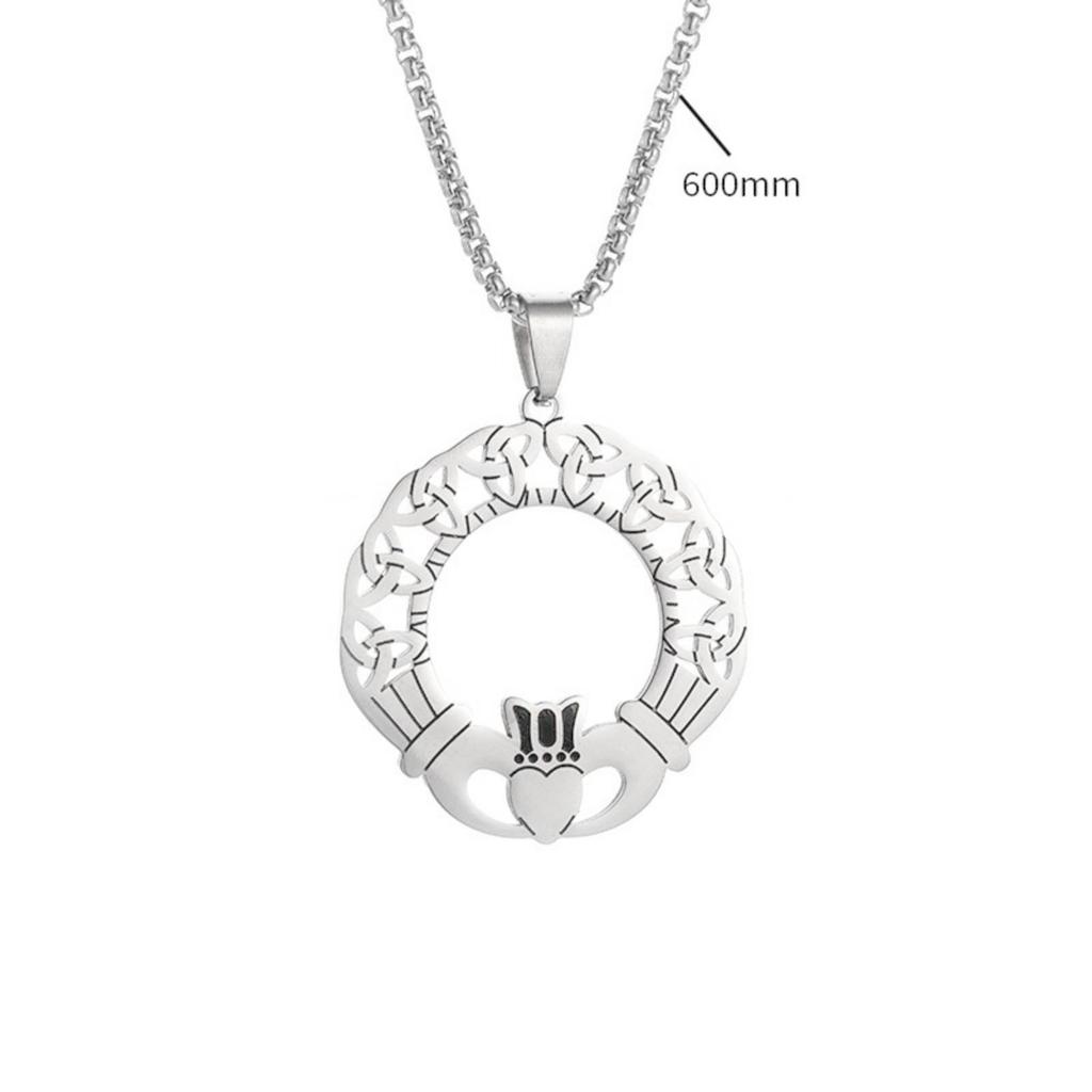 Stainless Steel Irish Celtic Knot Pendant Necklace for Women Men Amulet Jewelry Gift