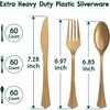 180 Count Gold Plastic Silverware Set Disposable Dinnerware Sets Plastic Cutlery Set Includes 60 Forks 60 Spoons 60 Knives Plas