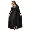 Halloween Cloak Soft Unisex Hooded Black Robe Witch Long Cape Cosplay Costume Prop Party Performance Supplies Holiday Decoration