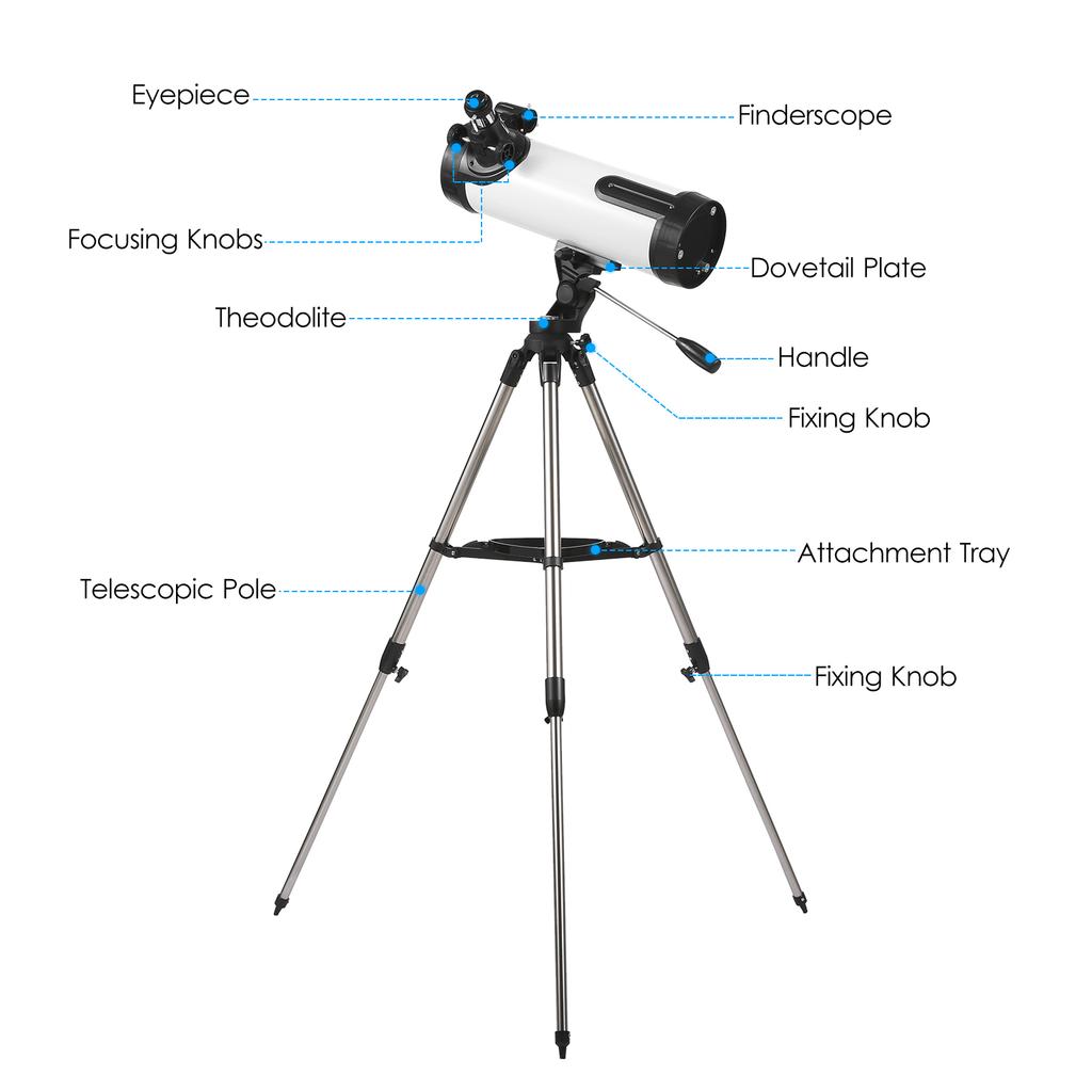 375X Astronomical Telescope High Power Monocular Telescope Refractor Spotting Scope with Retractable Tripod 3X Barlow Lens Tool