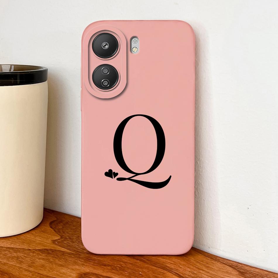 For POCO C65 C75 C55 Case Little Heart Letters Phone Housing For POCO C 75 4G 5G Soft Liquid Silicone Full Protection Back Cover