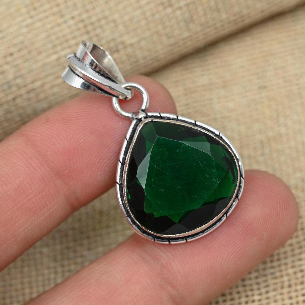 Chrome Diopside Gemstone Jewelry 925 Sterling Silver Handmade Designer Pendant