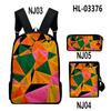 Classic Novelty Creative color blocking 3D Print 3pcs/Set School Bags Laptop Daypack Backpack Inclined shoulder bag Pencil Case