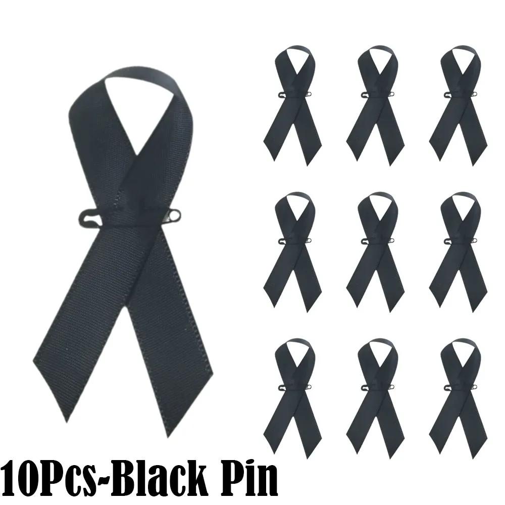10Pcs Portable Memorial Black Ribbon Brooch Souvenir Queen Mourning Bow Brooch Black Black Badge Pin for Funerals and Mourning