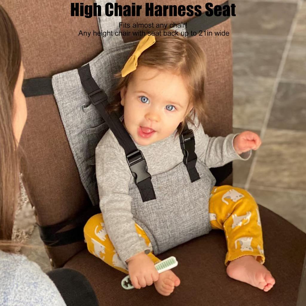 Baby Tragbarer Hochstuhl Reisegurt Sitz für Kleinkind Fütterungssicherheit Stoffgurt mit Verstellbaren Gurten Schultergurt