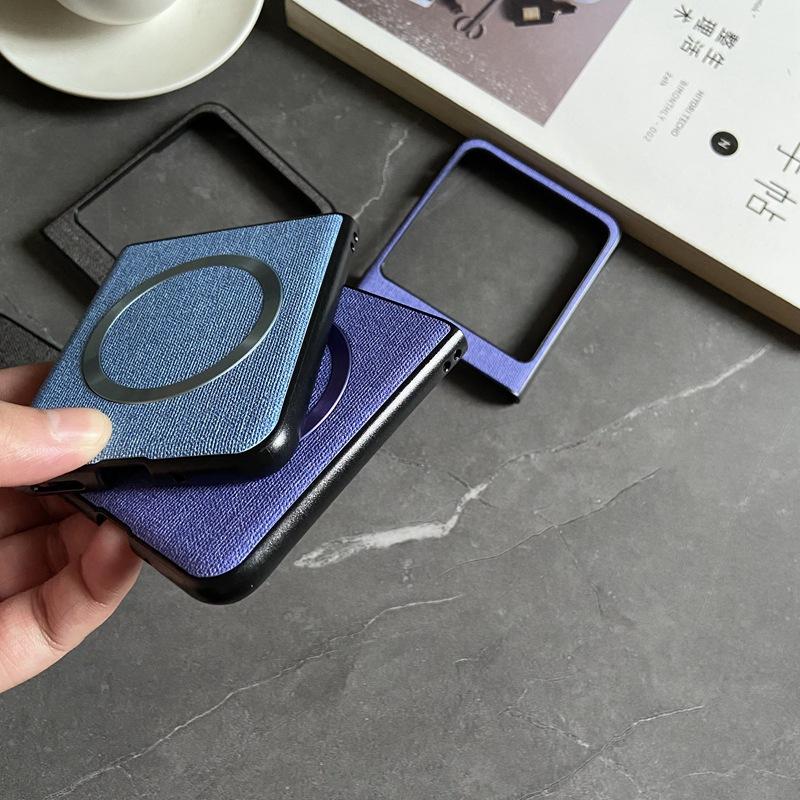 Fabric Cloth Texture Magnetic Case for Motorola Moto Razr 60 50 Ultra 40 5G 2022 2020 Shockproof Mag-safe Wireless Charge Cover