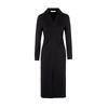 Langzi Elegant Wool Blend V-Neck A-Line Dress