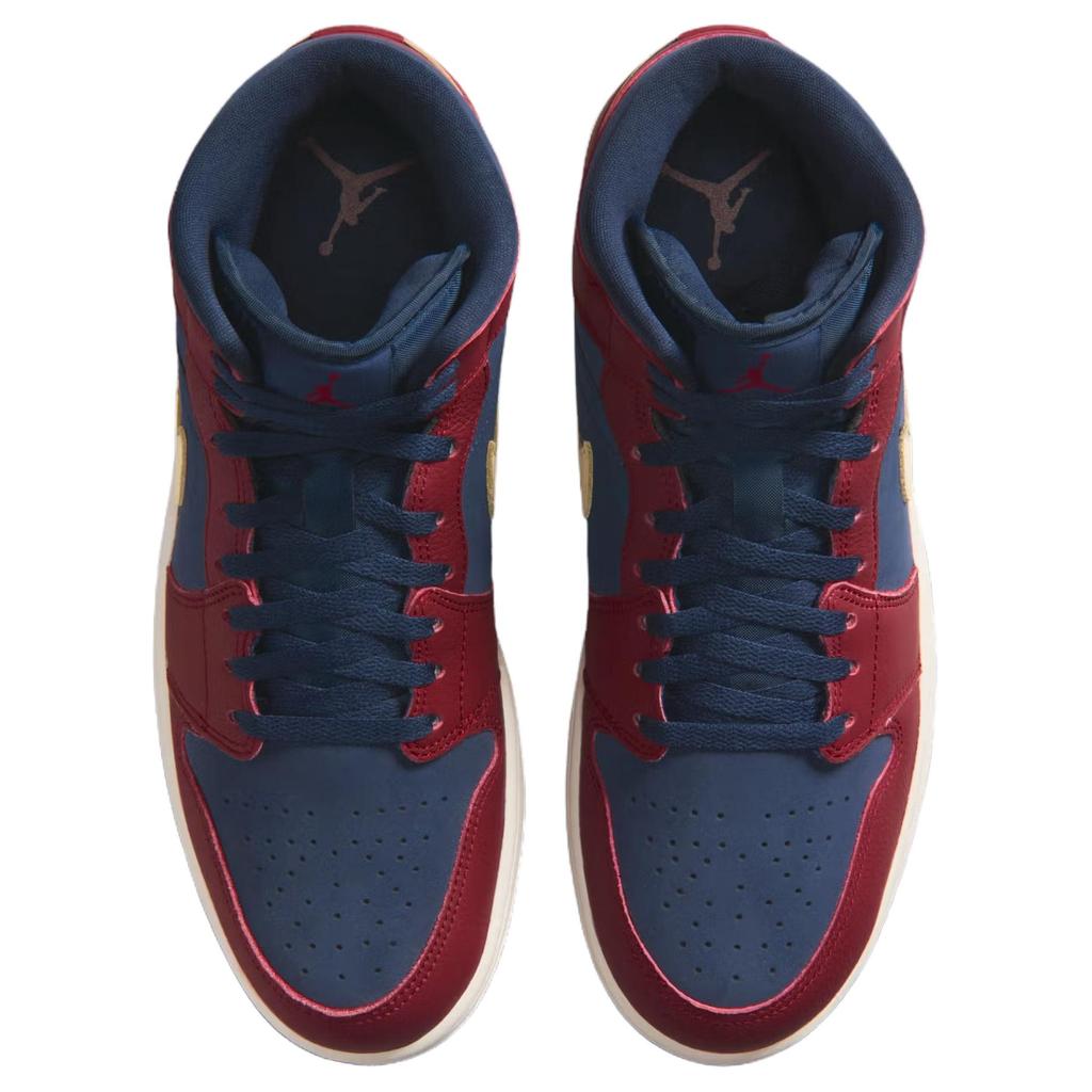 Air Jordan 1 Mid SE Team Red Obsidian Men Sneakers Pale-Vanilla IO7449-600