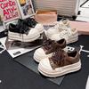 2025 Metal Buckle Leather Big Head Lace-up Thick-soled Muffin Bread Shoes Casual Board Shoes Small German Training Women's Shoes