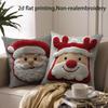 Christmas Is Cute and fun!Santa Claus & Snowman Pattern On Pillowcase New Year Home Decoration 2d Flat Printing