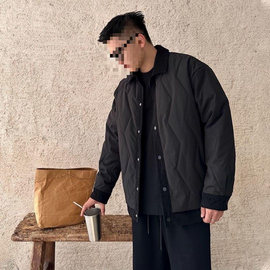 

Men s Autumn-Winter Corduroy Patchwork Two-Piece Style Padded Jacket M (50-60 kg)