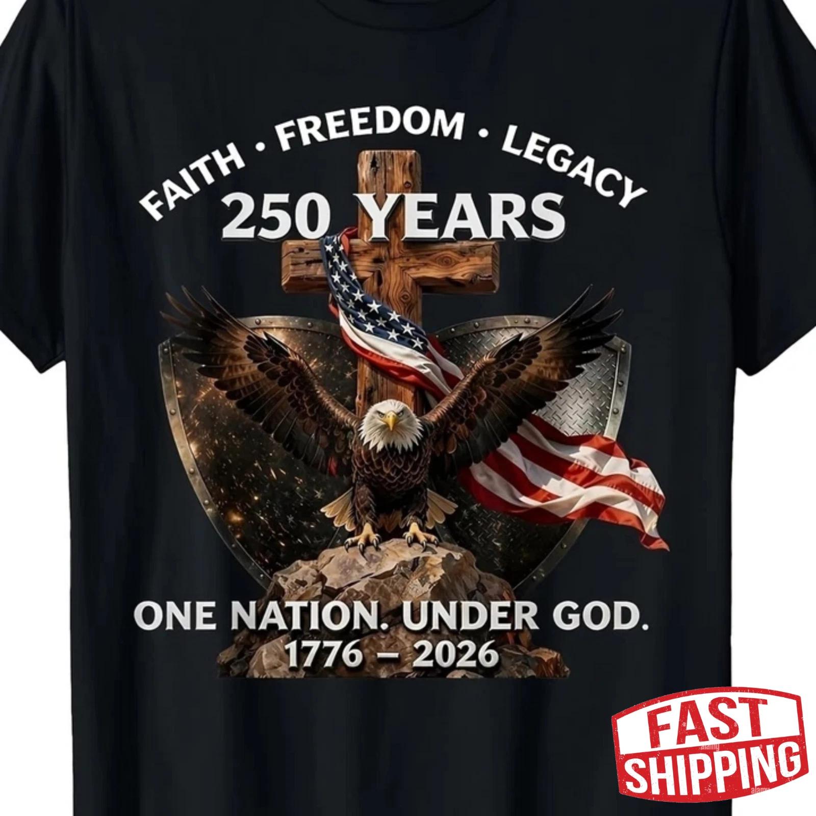 USA 250th Anniversary T Shirt 1776 2026 Eagle Patriotic July 4th Graphic Tee S