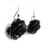 Les Trésors De Lily [J4401] - Silver 'Rose Noire' Silver Black Earrings (resin) - 13 Mm