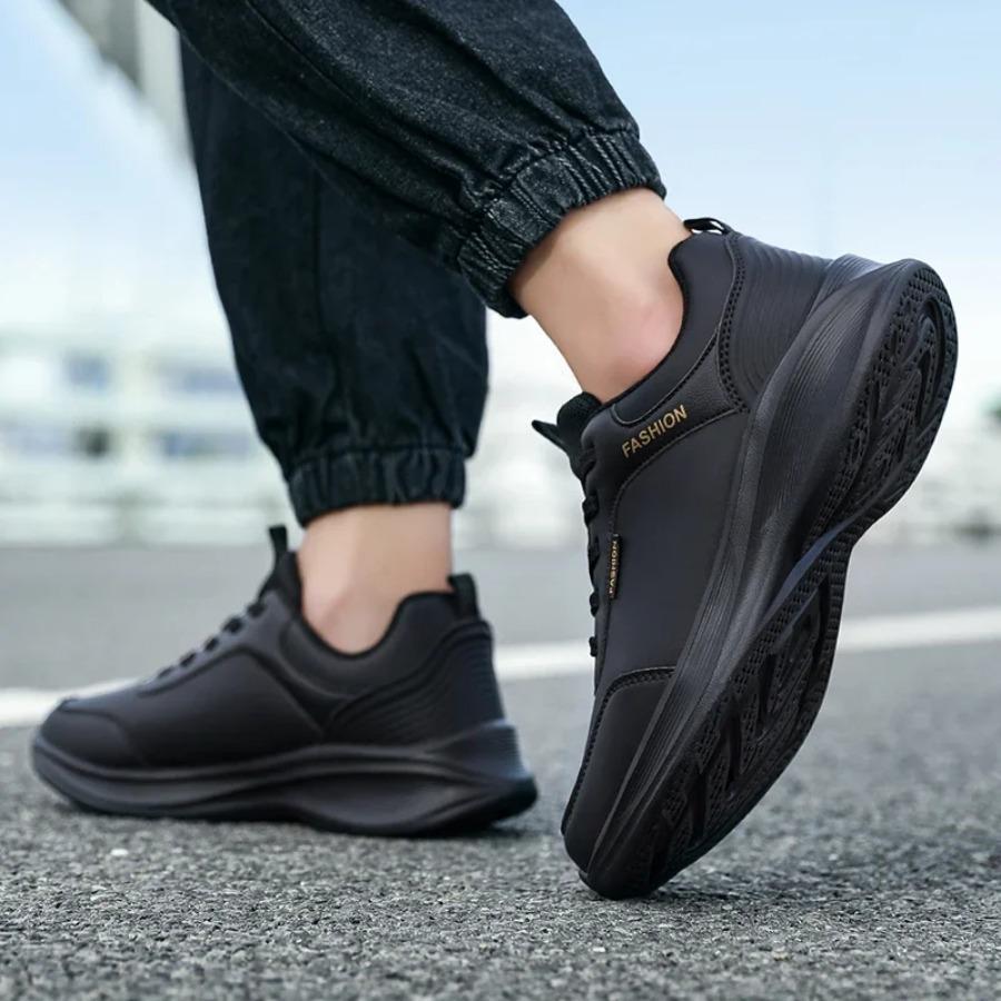 Men's Sneakers Lace-Up Platform Casual Sneakers Man Comfort Lightweight Running Shoes For Men Vintage Style Leather Casual Shoes