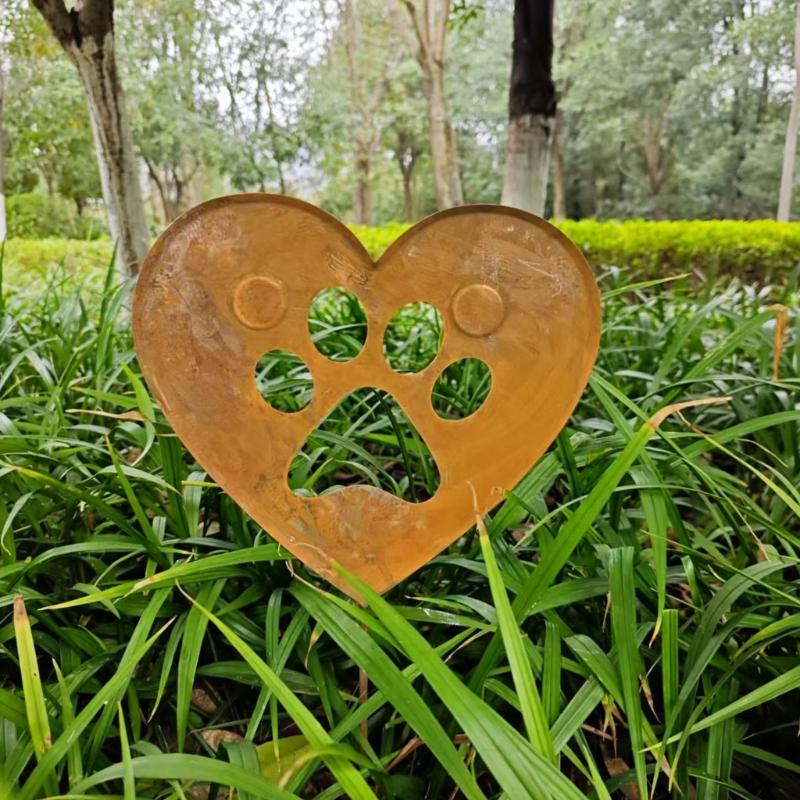 Dog Paws Shape Ground Stake Outdoor Decorative Stake Rural Finish Perfect For Garden Marking Decoration