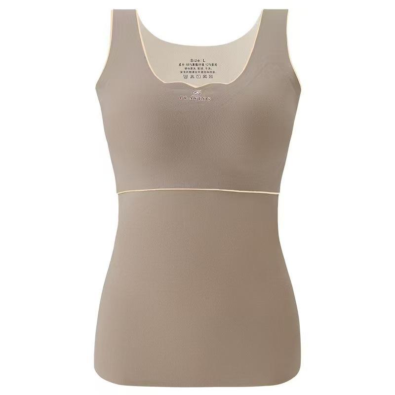 German velvet self-heating thermal vest, velvet and thickened with chest pad thermal underwear, autumn and winter bottoming shirt for women