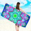 Boho Mandala 2D Flat Printed Peach Skin Beach Towel Colorful Flower Sand Free Bath Towel Summer Seaside Vacation Travel Blanket