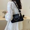 Niche retro texture small square bag fashion chain jacquard armpit bag pearl chain decorative temperament shoulder bag