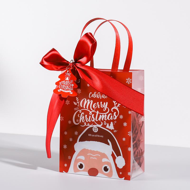 Santa Claus Christmas Gift PVC Tote Bag - Square Souvenir & Apple Packaging for Christmas Eve