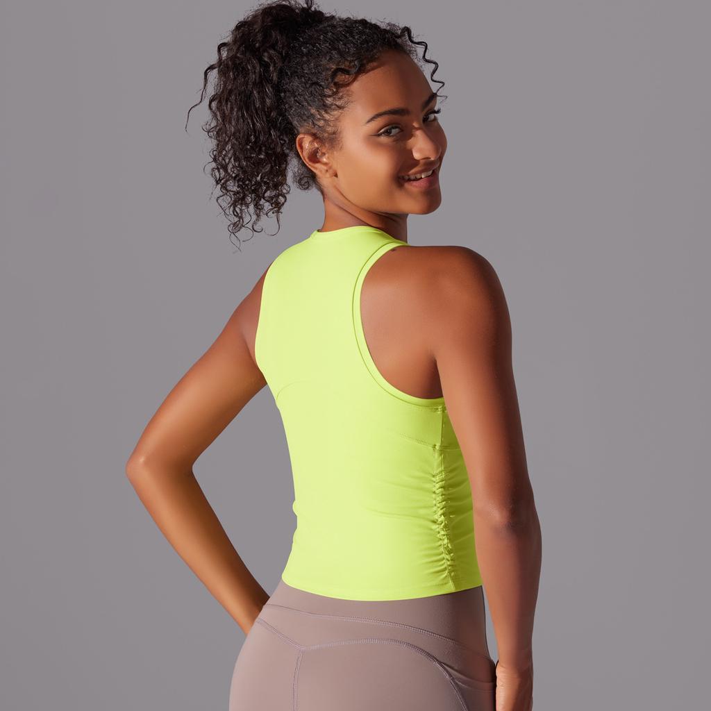 Professional Yoga Women's Beautiful Back Exercise, Running Fitness, Breathable Pleated Vest, Quick Drying Fitness Suit, Sexy Slim Fit Top