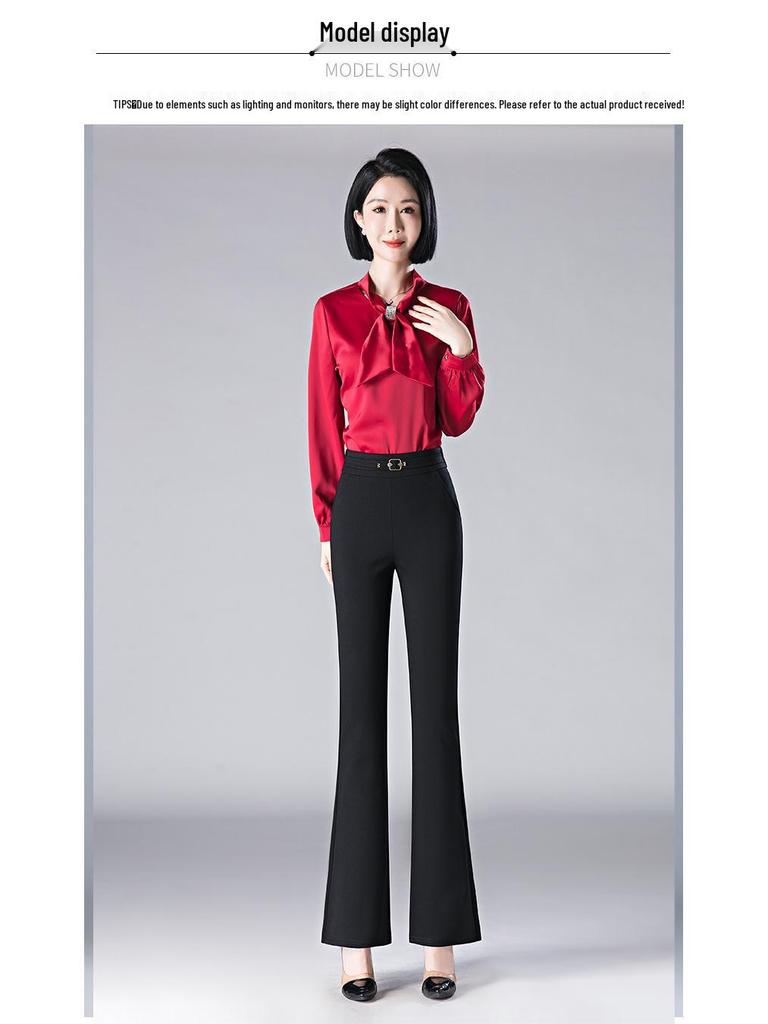 Women's Plus Size Micro-Flare Elastic Waist Trousers: Slimming, Casual Long Pants for Spring and Summer
