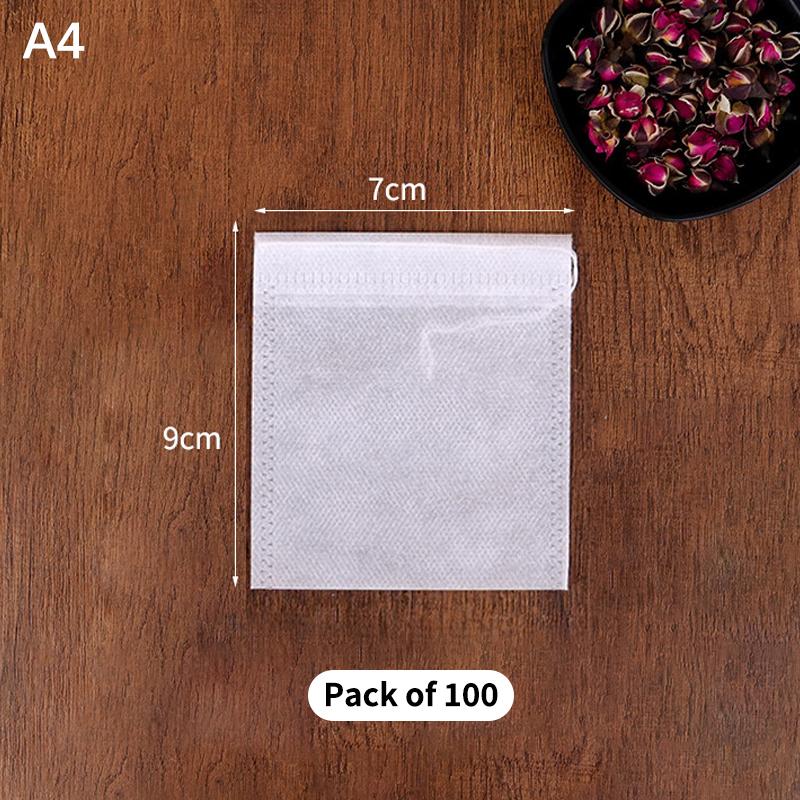 100Pcs Disposable Tea Bag Pouch Empty Non-Woven Fabric Drawstring Bag For Tea Infuser Spice Loose Coffee Seal Filter Mesh Bag