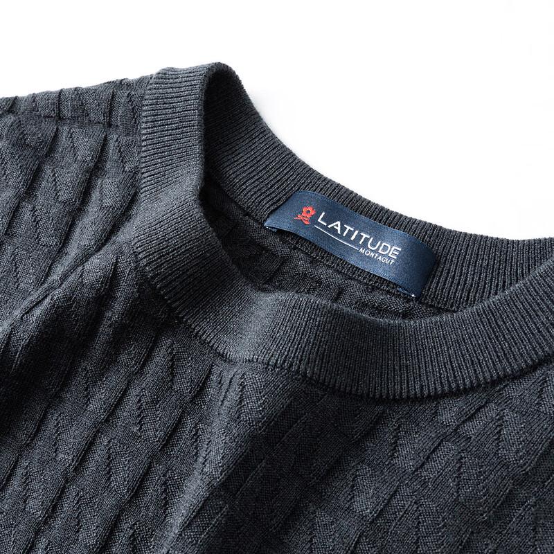 MONTAGUT Herren Karierter Rundhals Pullover Wollmischung