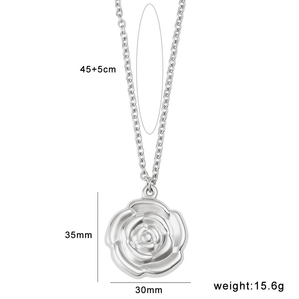18K Gold Plated Stainless Steel Rose Flower Pendant Necklace – European  American Style Clavicle Chain