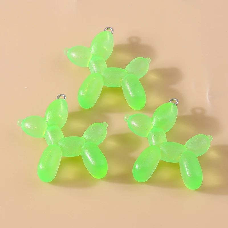 10Pcs 34*38mm Resin Cute Colorful Balloon Dog Charms for Earring Bracelet Necklace Lovely Pendant Handmade Jewelry Making