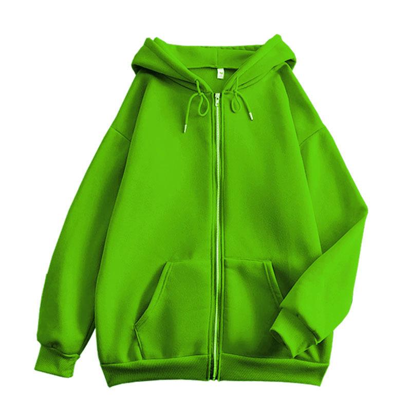 Einfacher einfarbiger Reißverschluss-Hoodie Unisex Leere übergroße Kapuzenjacke Anpassbares Langarm-Sweatshirt