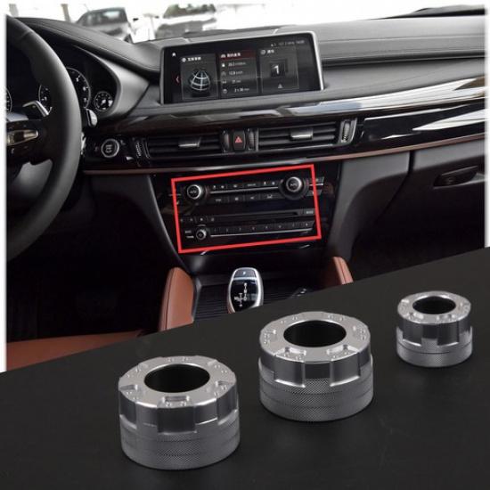 Silver AC Climate Center Radio Volume Knob Ring Cover For BMW X5 X6 2014-2018