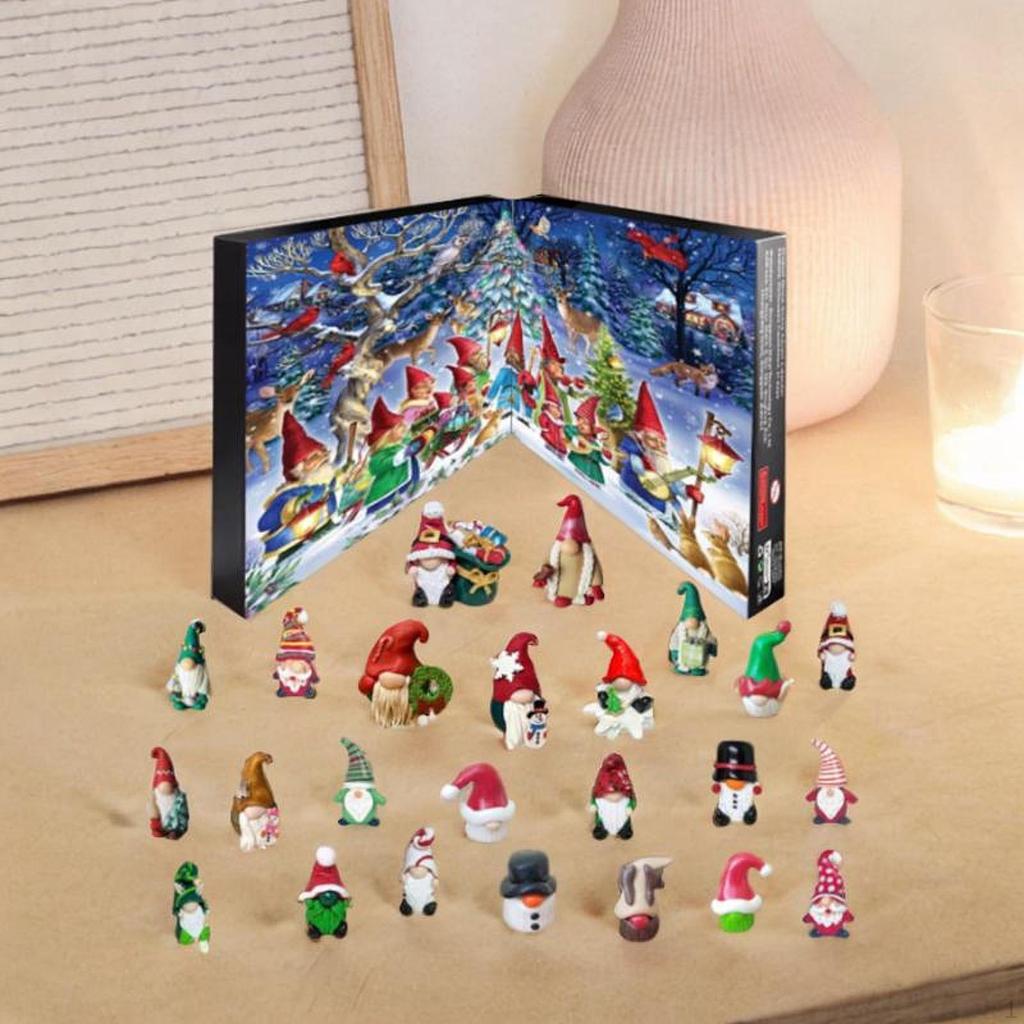24 Pieces Resin Christmas Calendar Random Gnomes Dolls Xmas Figure Toys