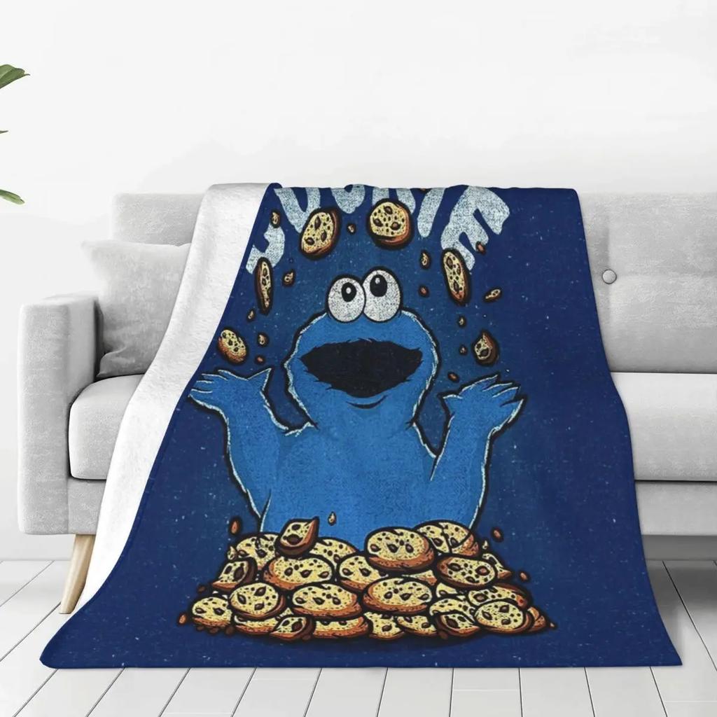 Custom Cookie Monster TV Theme Fleece Throw Fashion Blanket for Bed Couch or Outdoor Use  Soft and Warm Flannel