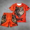 Mens Quick-Dry MMA Training Set Short Sleeve T-Shirt Shorts Wrestling Fitness Outdoor Sports