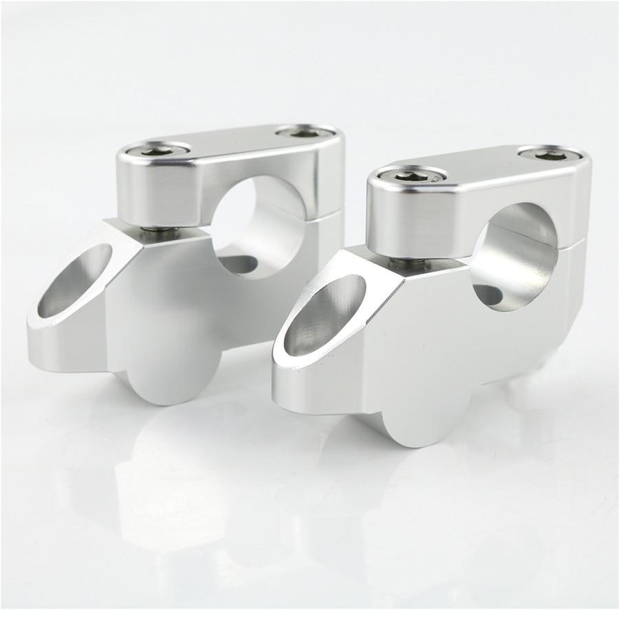 2X Silver Billet Aluminum 7/8" 22mm Motorcycle Mount Extension Handlebar Risers